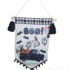 Ghosts in Truck Halloween Beaded/Sequin Wall Hanging Flag New
