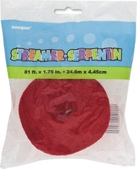 Vibrant Ruby Red Crepe Streamer 81ft Durable Easy Cut Decorative Party Decor