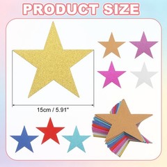 40 Pcs Glitter Star Cutouts, 5.9 Inch Paper Stars Confetti Cutouts, 8 Colors