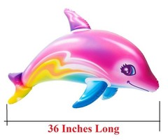 Large 36″ Pink Rainbow Colorful Dolphin Inflatable Pool (Set of 2) Inflate Be…