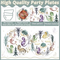 Dragon Birthday Party Decorations Magic Watercolor Tableware Set for Kids