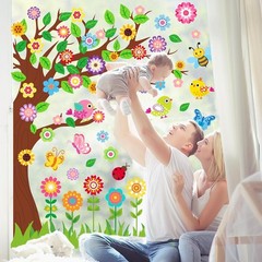 Spring Window Clings Large Cute Flower Floral Tree Garden Butterfly Bird Reus…
