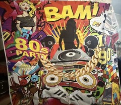 80s Theme Birthday Party Decorations Set w/ Backdrop Banner & Props Multicolor