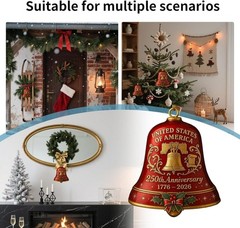 Vibrant 250th Anniversary Bell Ornaments – 4pc Acrylic Set for Independence Day