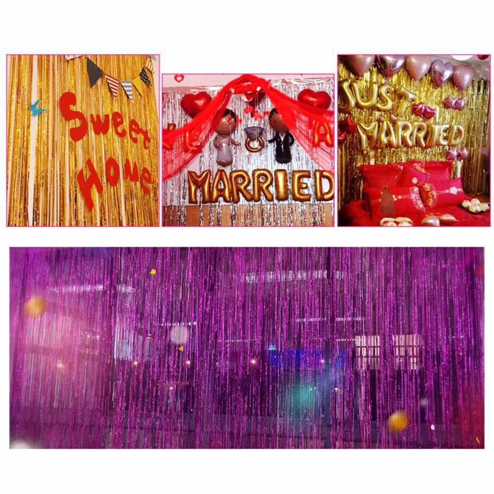 2M Long Metallic Foil Fringe Curtain Trim Tassel Shimmer Door Wedding Party UK