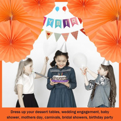 Orange Paper Fans Party Decoration Hanging Paper Fan Flowers Kids round Pattern