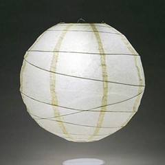 Quasimoon 20″ Ivory Round Paper Lantern, Crisscross Ribbing, Hanging Decorati…