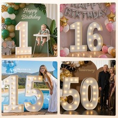 Large 4FT Marquee Number 15 Birthday Decor
