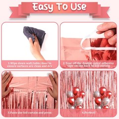 2 PCS Rose Gold Foil Fringe Backdrop Curtains Tinsel Streamers Birthday