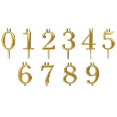 Reusable Metal Number Cake Candle Holder Set for Birthday Cakes Golden 10cm