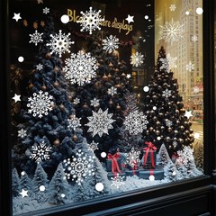 AHEONLAR 142PCS Christmas Window Static Cling Sticker, Snowflake White