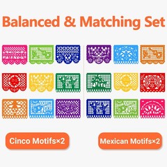 4 Pack Mexican Party Banner, 72 FT Long Plastic Papel Picado Decorations, Bal…