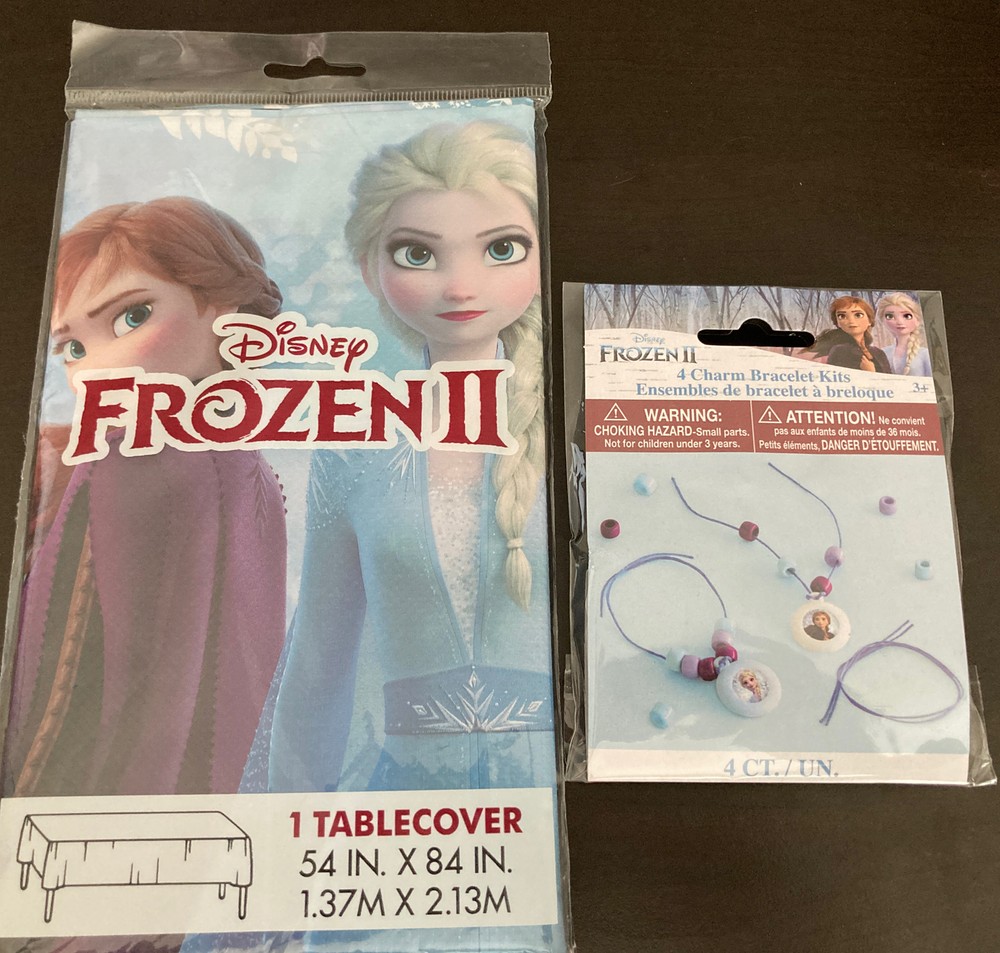 Disney Frozen II – 4 Bracelet Sets, party Favor, table cover Elsa Anna Olaf Lot