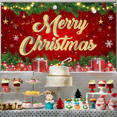 Large Merry Christmas Banner 72×44 Inch Christmas Backdrop For Christmas Party D