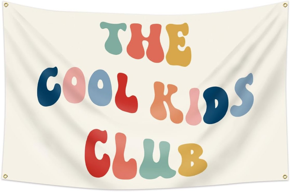 The Cool Kids Club Banner Boho Playroom Decor 36 X 26In Wall Hanging Banners Fla