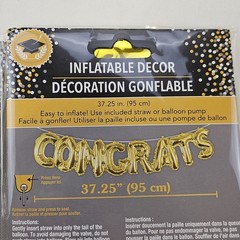 CONGRATS Gold Balloon 37.25″ Inflatable Party Decoration w/ Hang Ribbon 2 PACK