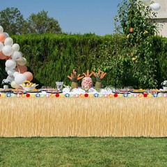 24PCS Hawaiian Table Skirt, Gold Luau Themed Grass Table Skirt Party Supplies…