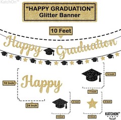 Graduation Banner Black Gold Glitter 10 Feet Pre Assembled No DIY Graduation …