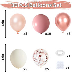 Dusty Pink Boho Blush Balloons, Metallic Rose Gold Retro Pink Ivory White Balloo