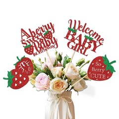 12 Pcs Strawberry Baby Shower Decorations Berry Sweet Baby Centerpiece Sticks