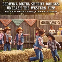 Metal Sheriff Badges – (Pack of 24) Silver Star Name Badges with Stickers for…