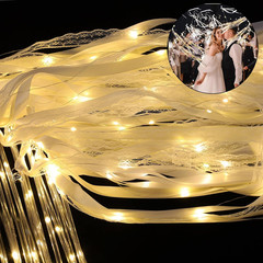 100 Pcs Wedding Wands Ribbon with 3 Colorful Flashing Modes, Light up LED Silk F