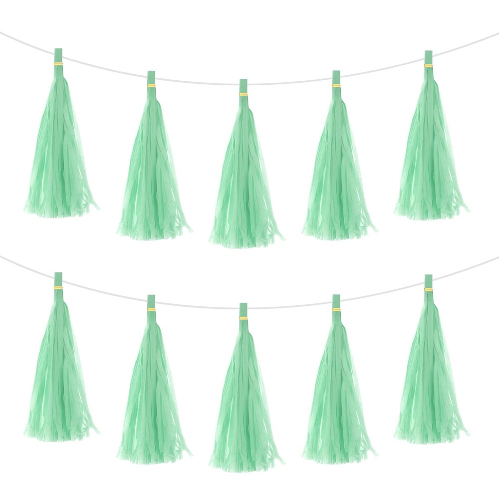 20Pcs Light Green Tassel Garland Banner Rope Tissue Paper Tassels Party DIY Kit