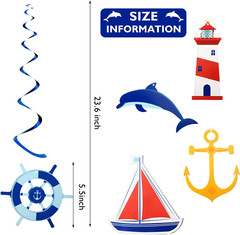 20 Pieces Nautical Hanging Swirl Cruise Ship Anchor Nautical Sailor Theme Party