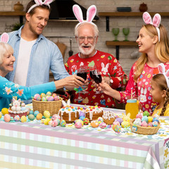 Easter Decorations – Rabbit Eggs Disposable Plastic Tablecloth Rectangular | Eas