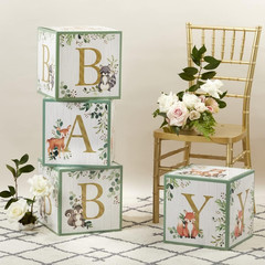 Woodland Baby Boxes with Letters for Baby Shower Decorations, Gender Reveal D…