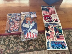 36″ Jointed Uncle Sam Decoration 1995 Beistle Patriotic BUNDLE + More #55675 NOS