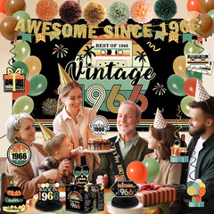 60Th Birthday Decorations for Men Women,Vintage 1966 Birthday Party Decor | 40 P