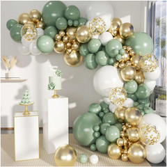 149X Sage Green Gold Chrome Confetti Latex Balloons Combination Arch Garland Kit