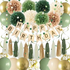 Green Birthday Party Decorations for Women Girls with Happy Birthday Banner,T…