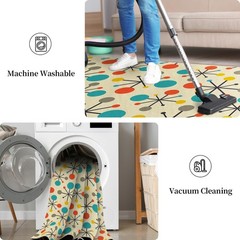 Retro Front Door Mat Small Entryway Rug Carpet 2×3 Non Slip Washable Mid Cent…