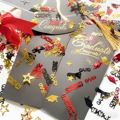 1000 PCS Red Gold Black Graduation Table Confetti Centerpiece Class Of 2026