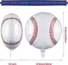 6 Pack 18 Inches Baseball Balloons Baseball Party Decorations Foil Balloons for