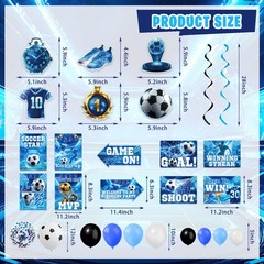 FrozzlyFun Soccer Party Decorations for Boys, 173Pcs Blue Soccer Ball Bday Pa…