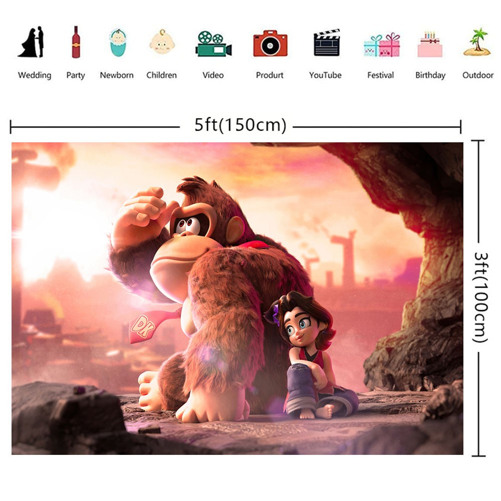 Donkey Kong Bananza Party Supplies Backdrop Banner Poster Vinyl Birthday Gift