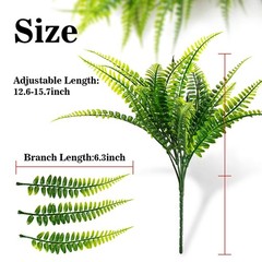 MAQIHAN 10 Pcs Fake Fern – Artificial Ferns for Outdoors – Faux 10PCS, Green
