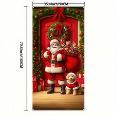 Christmas Decorations Santa Clause Dog Door Cover Xmas Holiday Gift 71″x43″