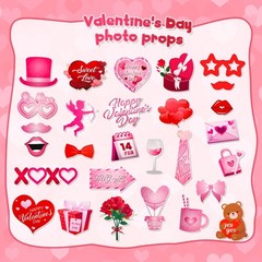 Valentines Day Photo Booth Props Red Pink Frame Heart Selfie Party Supply
