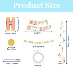 Pastel Happy Birthday Banner Macaron Garland 18pcs Rainbow Colors Decor