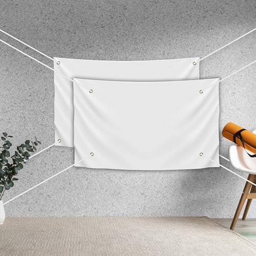 2 Pcs Blank DIY Banners Polyester Oxford Cloth White Banner with 1.6x1ft