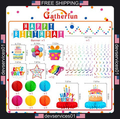 Birthday Party Decorations Kit with Banner Balloons and Confetti