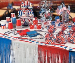 24-Ft Patriotic Red White Blue Fringed Hanging Garland Indoor/Outdoor Decor #564