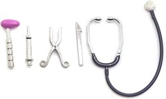 5 Pcs Silvery Dollhouse Mini Stethoscope Care Tools, Dollhouse Dolls Miniatur…