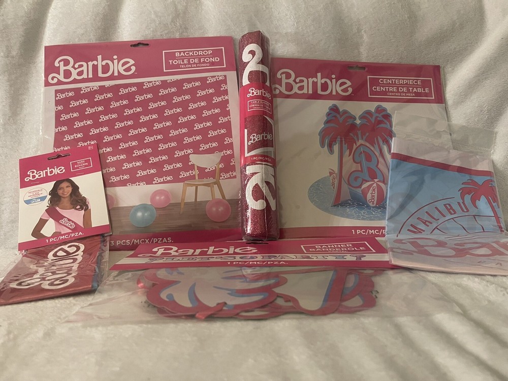 Malibu Barbie Birthday Party Supplies Decorations Bundle Backdrop, Banner, Table
