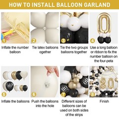 80th Birthday Decorations Black Gold Sand White,80th Balloon Arch Garland Kit…