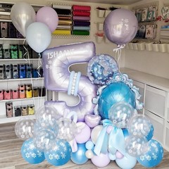Balloons Winter Wonderland Party Purple Blue White Snowflake 50pc Latex Kit